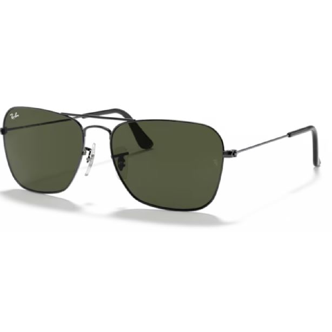 Rayban Caravan 3136 RB 004 004- GUNMETAL/ CRYSTAL GREEN Sunglasses