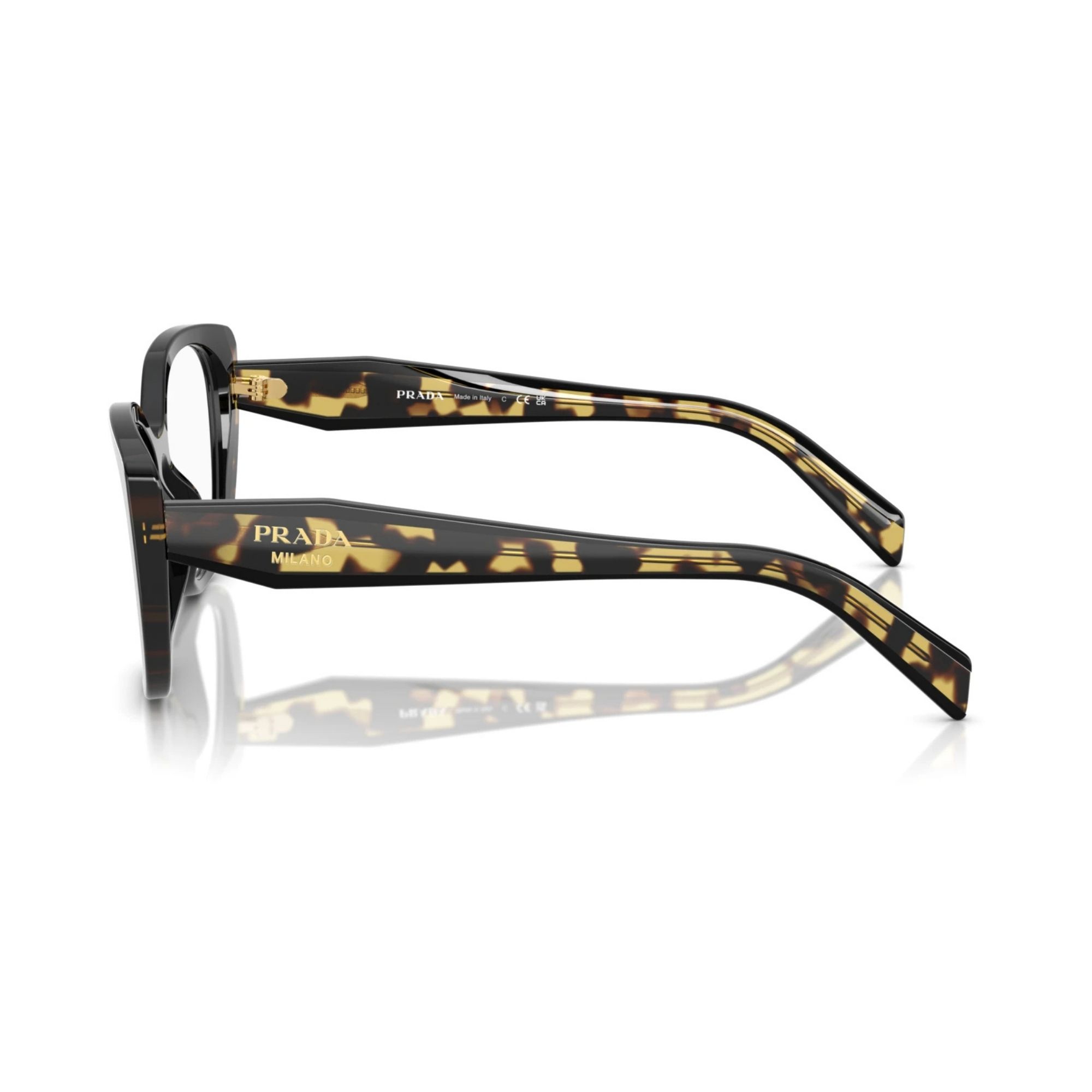 Prada PR B04V 3891O1 black and tortoise cat-eye designer prescription glasses for women