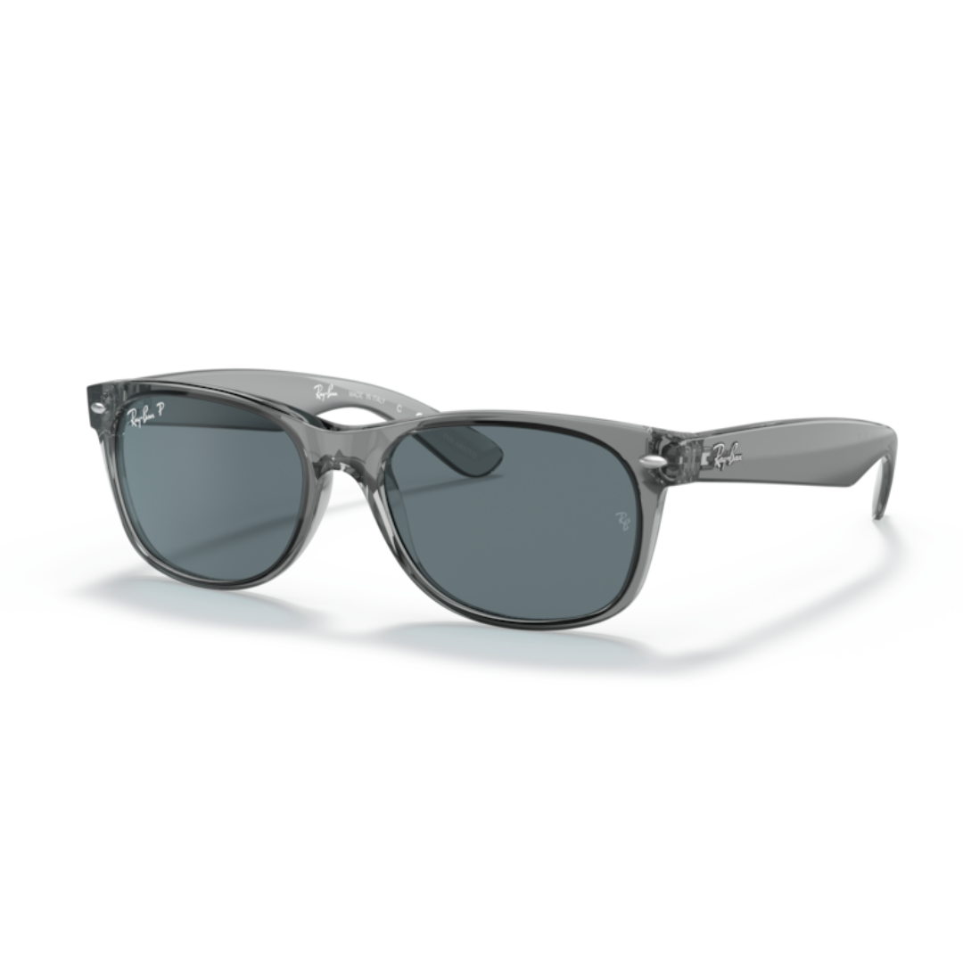 Ray Ban New Wayfarer RB 2132 64503R Transparent Grey  / Dark Blue Polarized Sunglasses