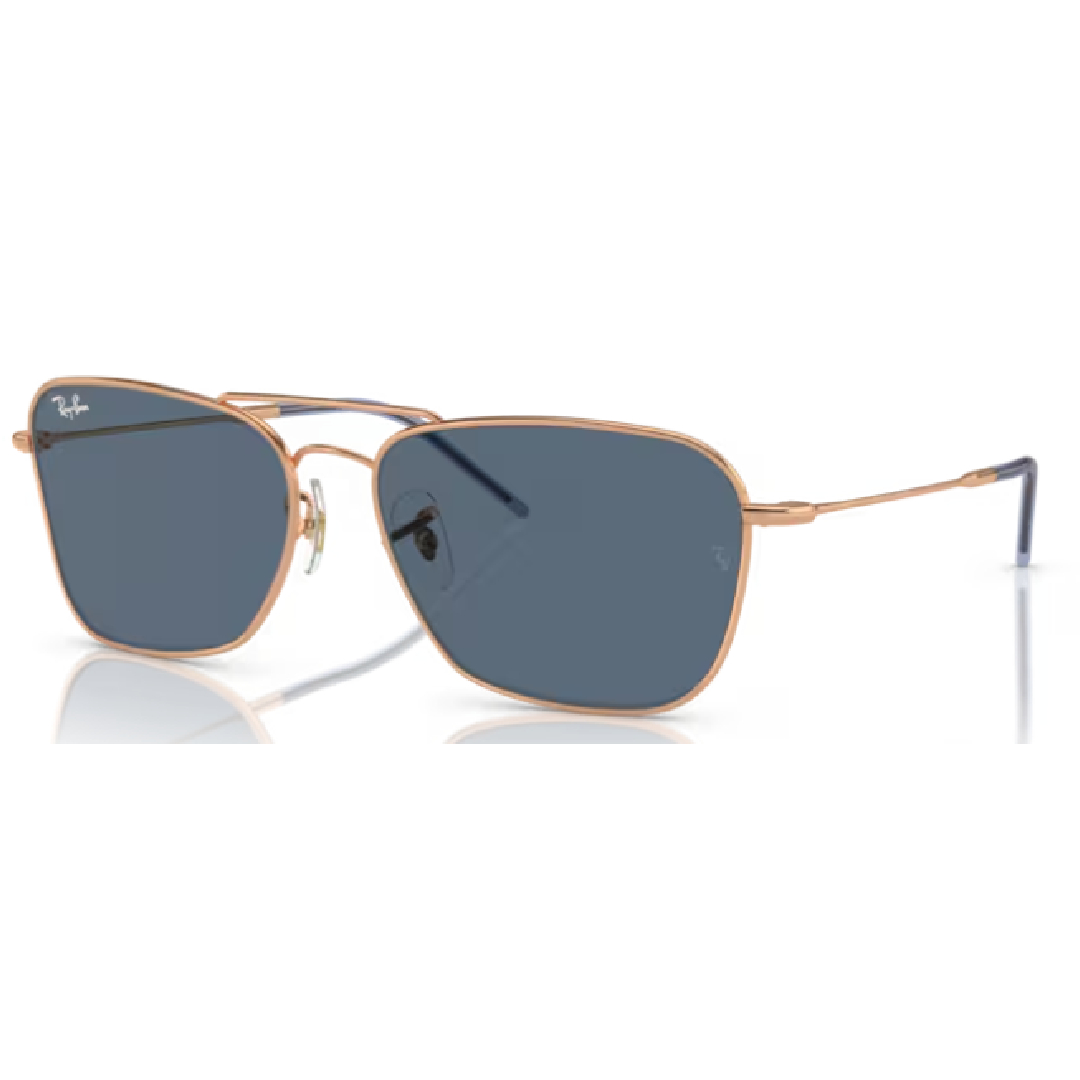 Ray Ban Caravan Reverse RB 0101S 92023A Rose Gold / Blue Sunglasses