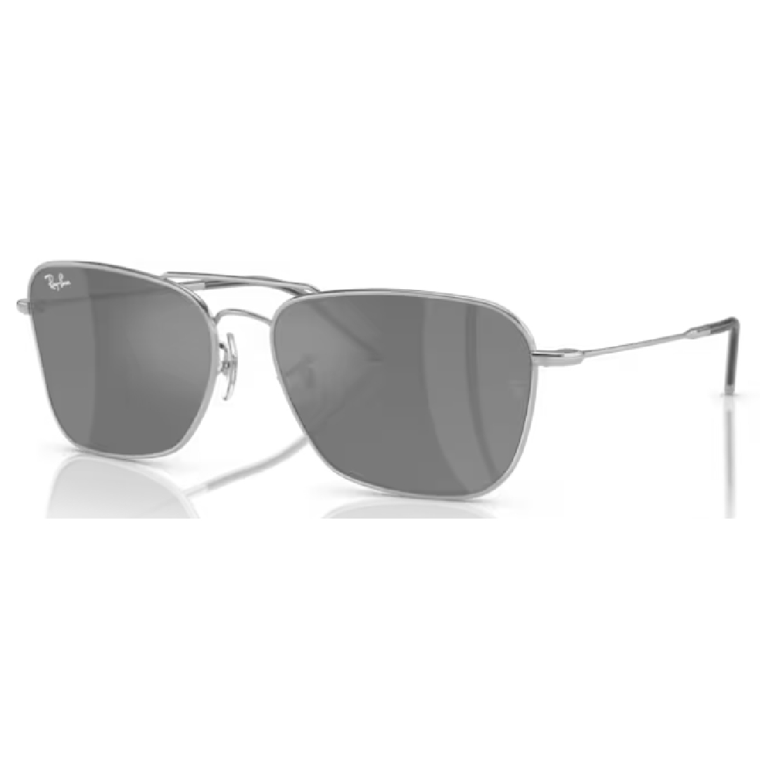 Ray Ban Caravan Reverse RB 0102S 003/GS Silver/ Silver Mirror Sunglasses