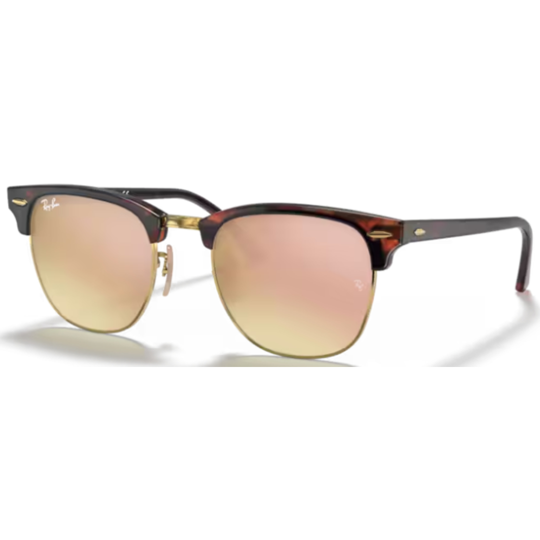 Ray Ban Clubmaster RB 3016 990/7O Red Havana / Copper Flash Sunglasses