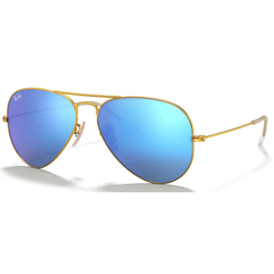 Ray Ban Aviator Large Metal RB 3025 112/17 Gold / Blue Flash Sunglasses