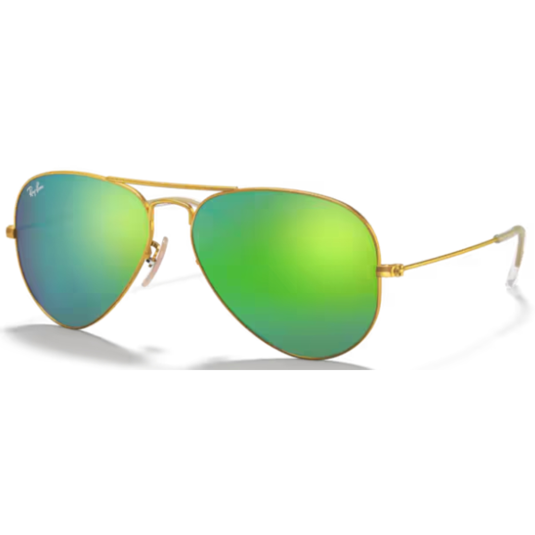 Ray Ban Aviator Large Metal RB 3025 112/19 Gold / Green Flash Sunglasses