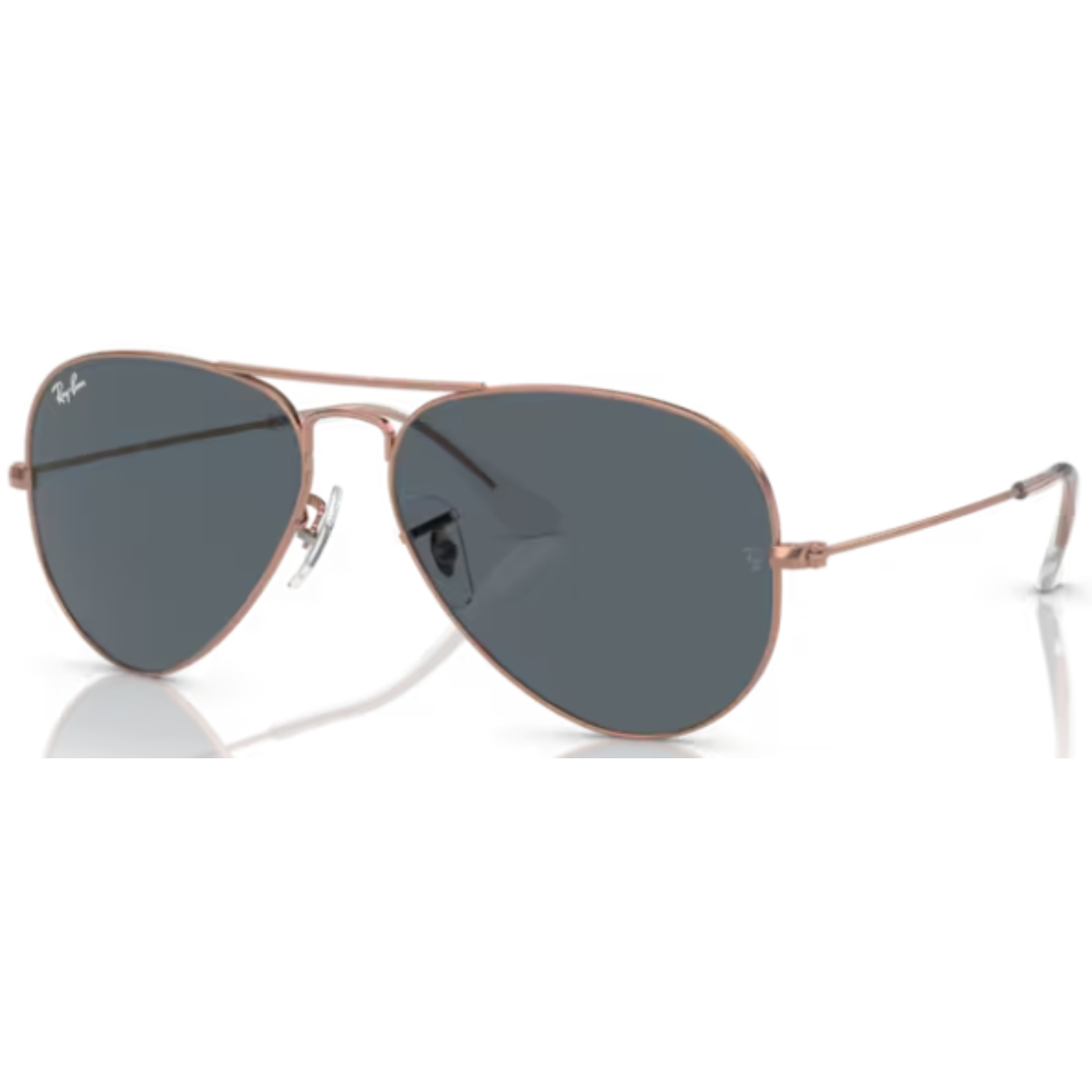 Ray Ban Aviator Large Metal RB 3025 9202R5 Rose Gold / Blue Sunglasses