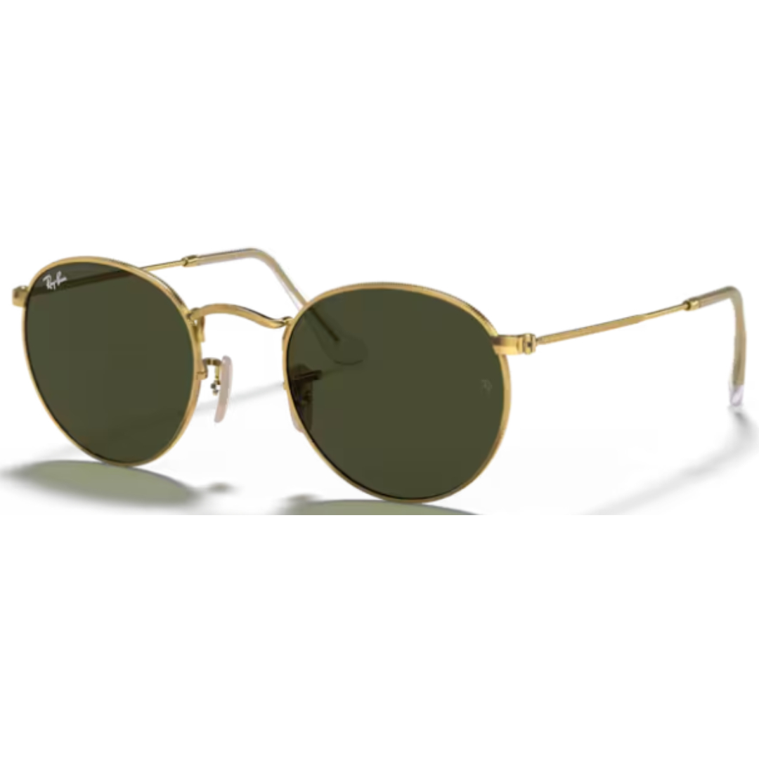 Ray Ban Round Metal RB 3447 001/58 Gold / Green Polarized Sunglasses