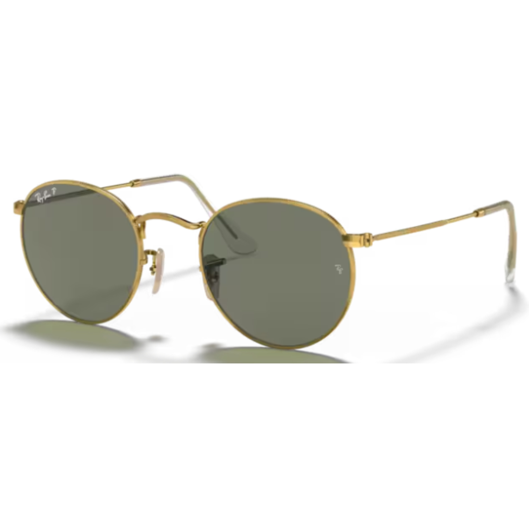 Ray Ban Round Metal RB 3447 001/58 Gold / Green Polarized Sunglasses