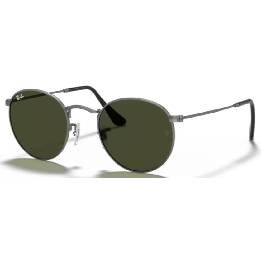 Ray Ban Round Metal RB 3447 029 Gunmetal / Green Sunglasses