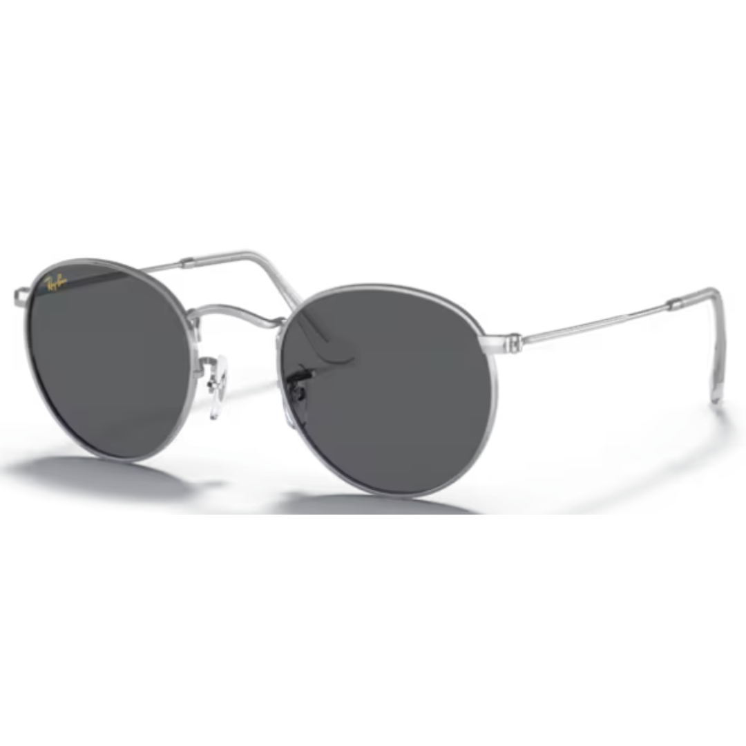 Ray Ban Round Metal RB 3447 9198B1 Silver / Dark Grey Sunglasses
