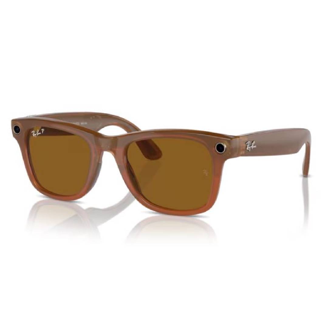 Ray Ban Meta Wayfarer RB 4008 67068353 Shiny Brown / Brown Polarized Sunglasses