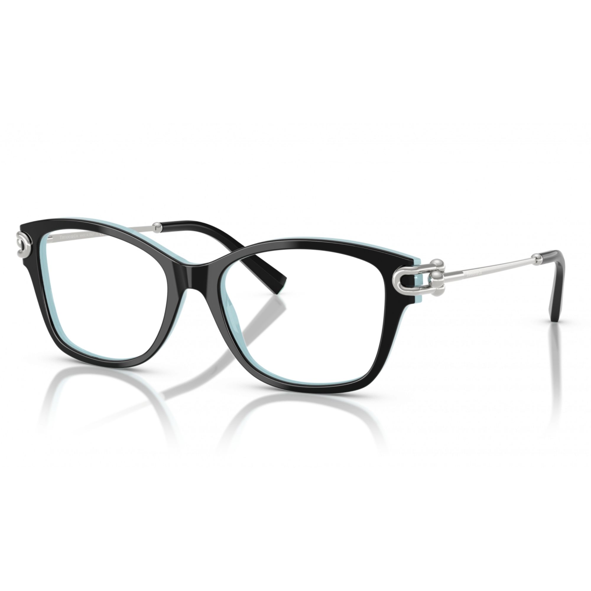 Tiffany & Co. TF2266 8055 women's butterfly glasses in Black on Tiffany Blue acetate with full rim designer frame.