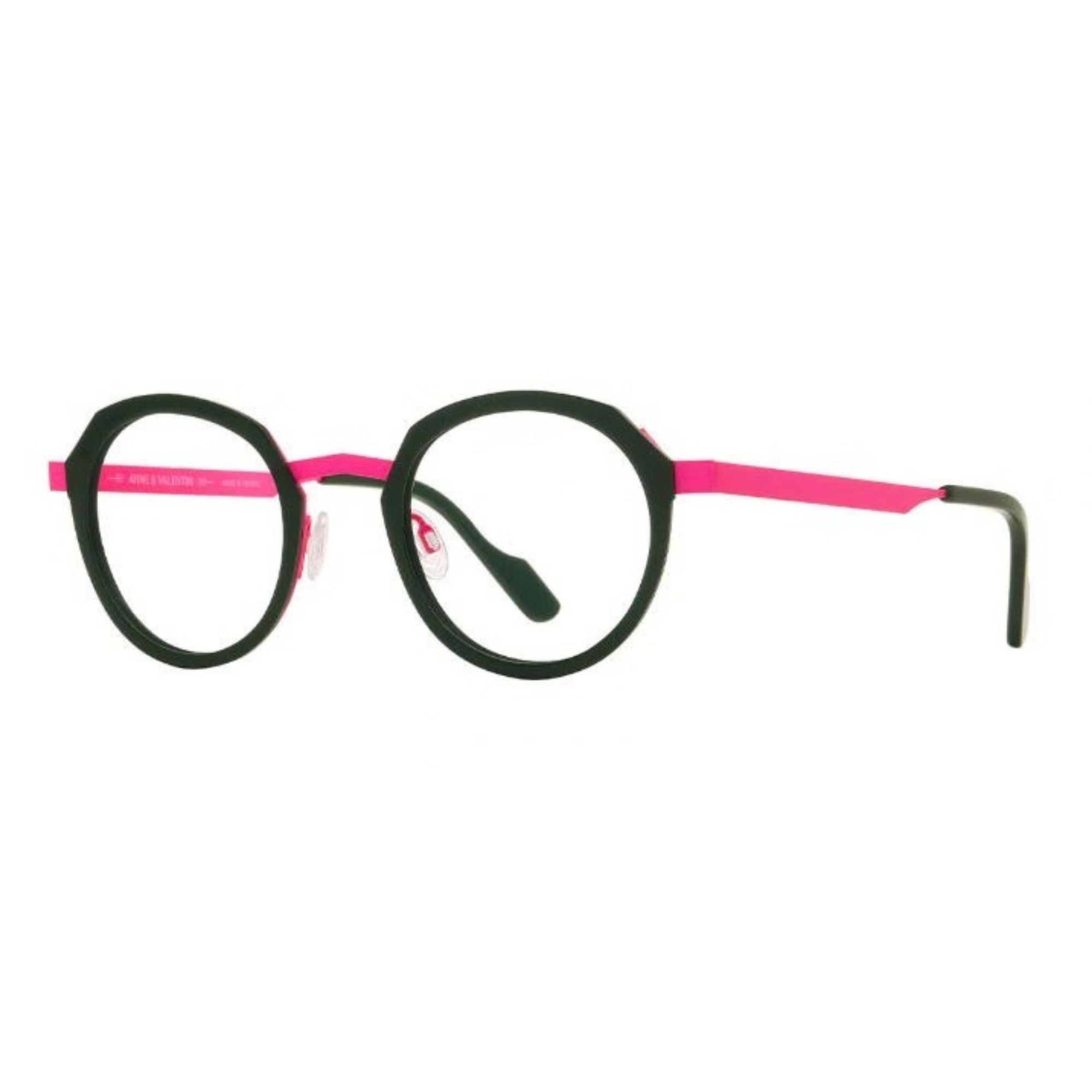Anne et Valentin Fandango 22B12 pink and olive panto acetate and stainless steel designer glasses 46-23-145