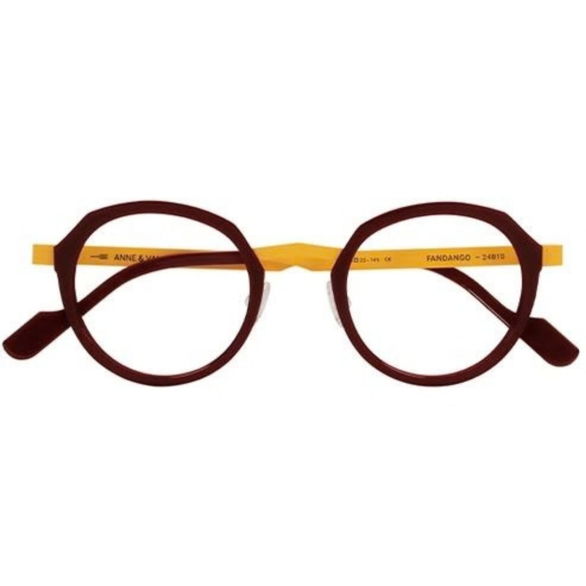 Anne et Valentin Fandango 24B10 Giraffe Yellow panto acetate and stainless steel designer glasses 46-23-145