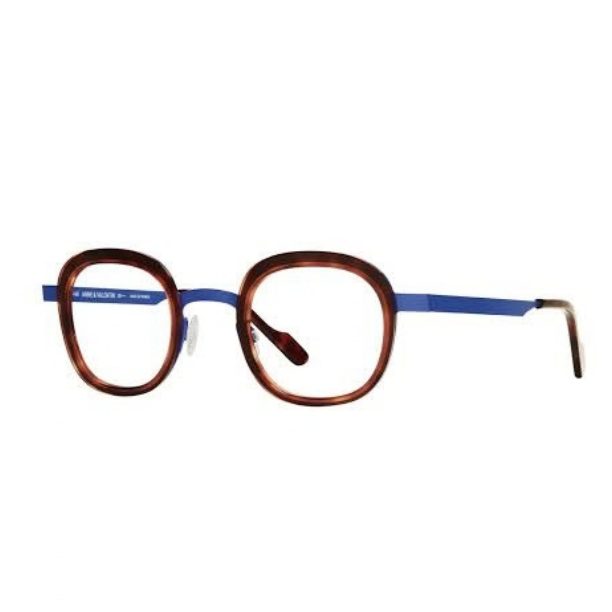 Anne & Valentin Fany 24B11 deep blue and tortoiseshell petite square glasses