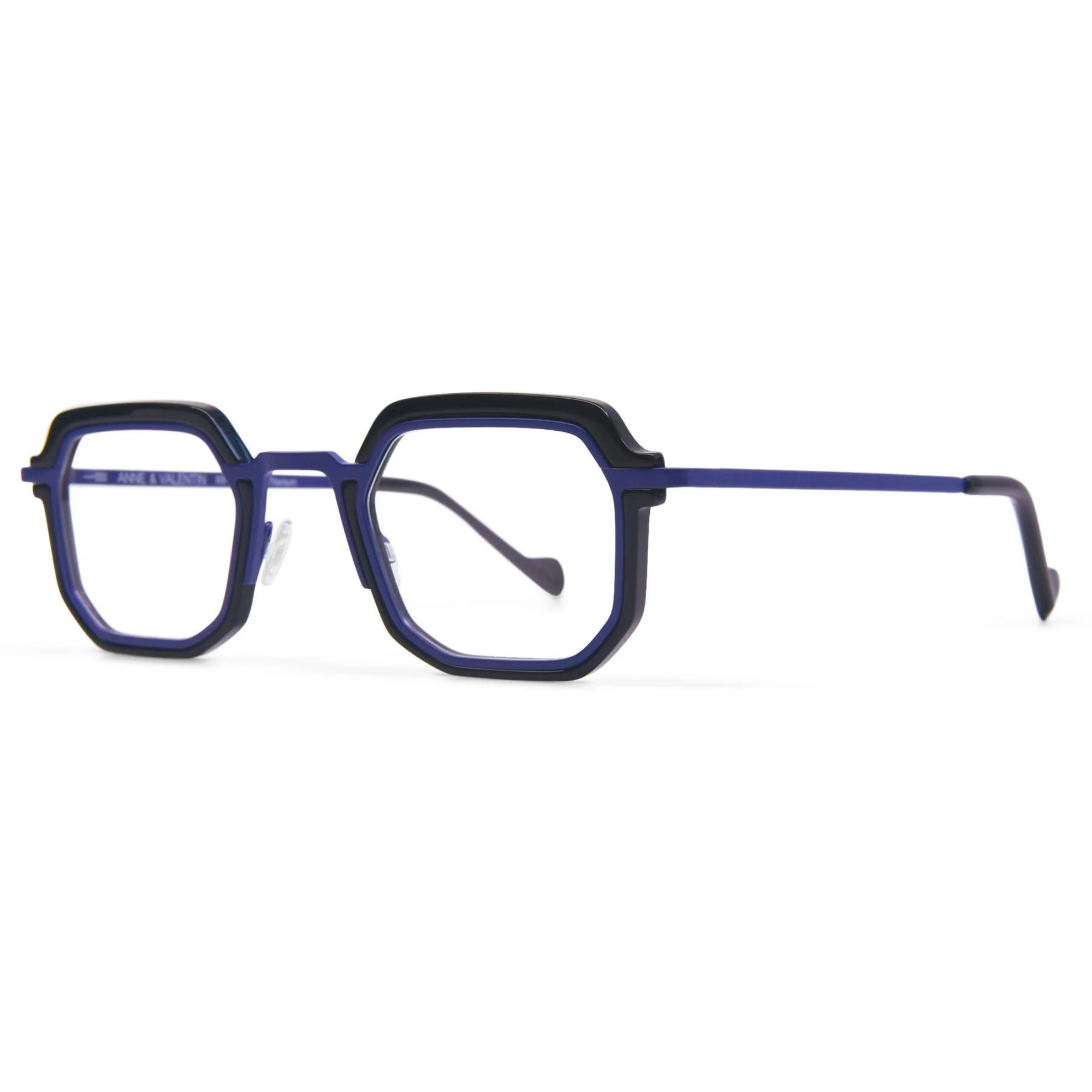 Anne & Valentin M14 24A06 titanium and acetate pillow rectangle glasses