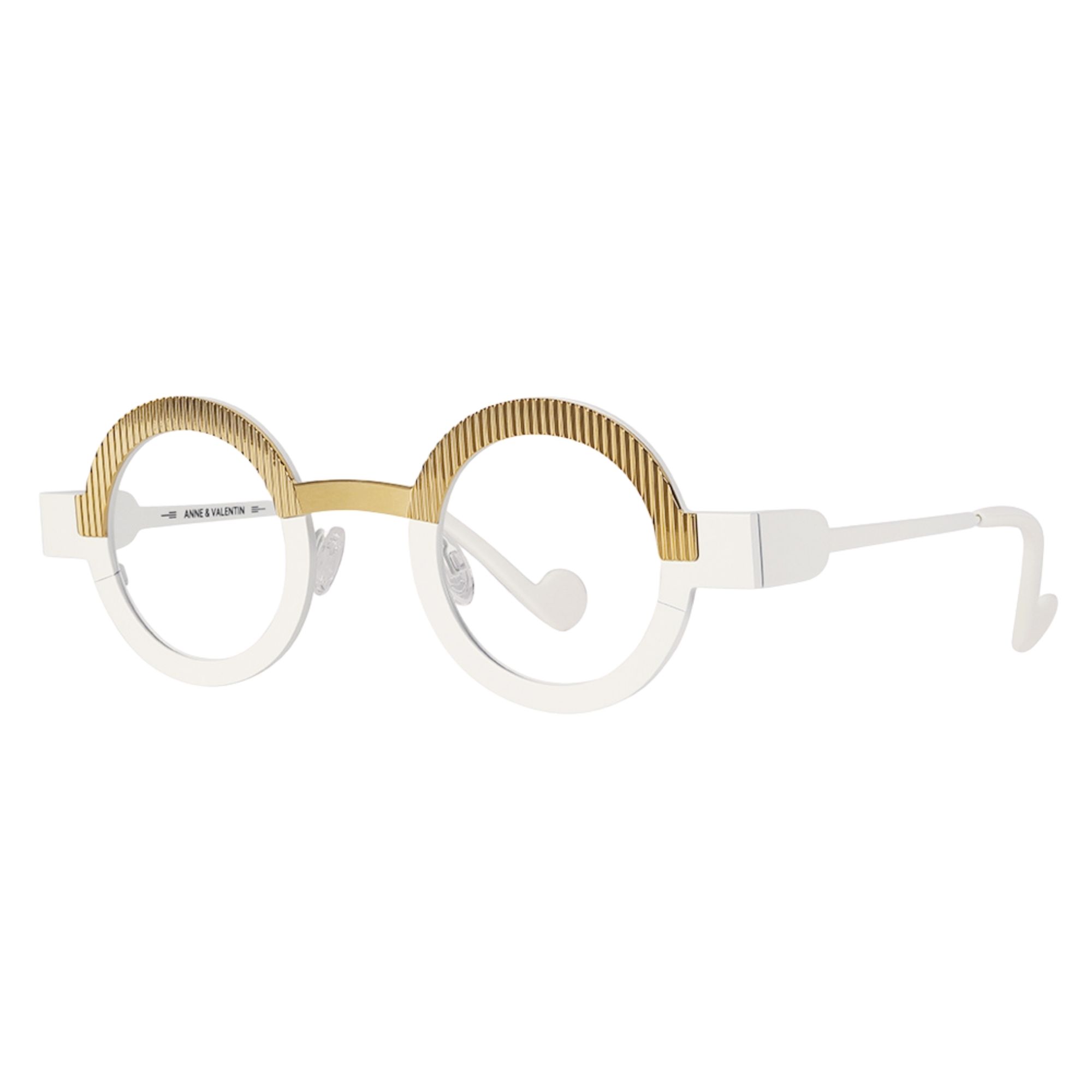 Anne et Valentin Vaguo 23A18 ivory and gold round titanium designer glasses 41-29-148
